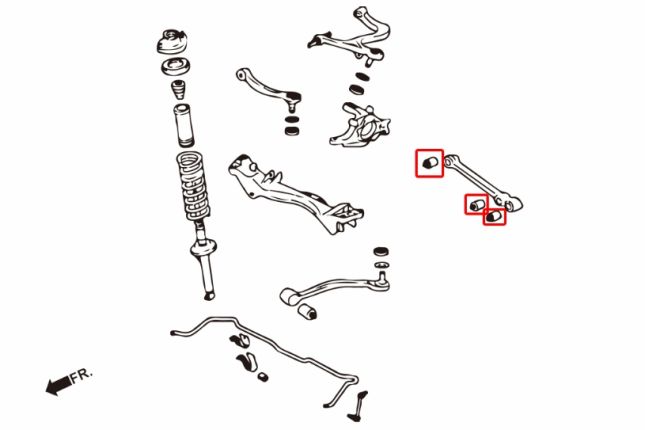 EVO 4-9 achter onder draagarm bus-ALUMINIUM BODY(hard rubber) 6PCS / SET