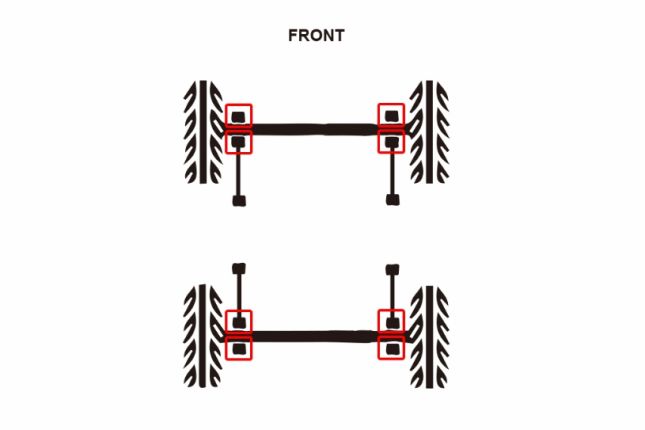 Suzuki Jimny hard rubberen bus 2PCS / SETFITS Voor Onder draagarm voorzijde (VEREIST 2 SETS)