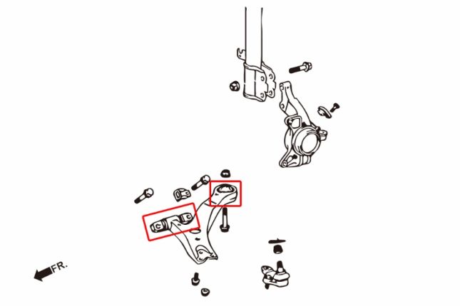 Toyota Camry 02- / RX330 03-08 / RX350 09- / PREVIA 06 / ESTIMAÿVoor Onder draagarm bus (hard rubber) 4PCS / SET