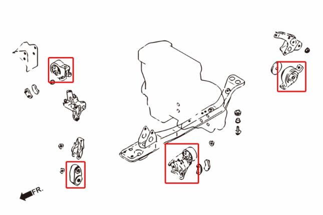 MICRA K11 Handbak versterkt motorsteun 4PCS / SET