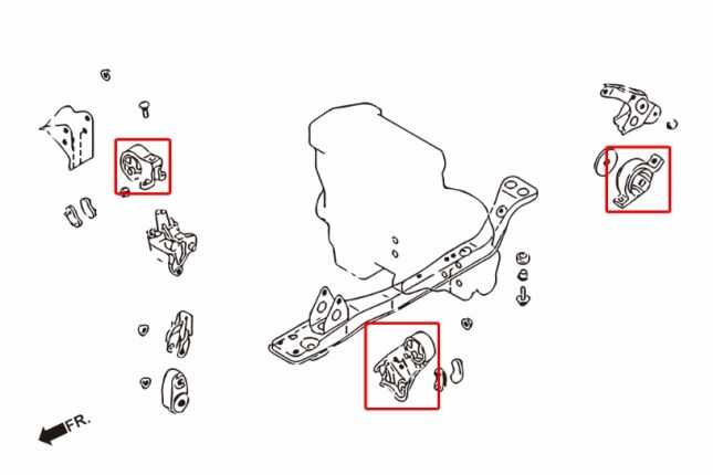 Micra  K11 4AT hard motorsteun 3PCS / SET