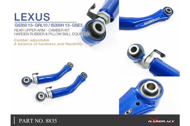 LEXUS GS350 13- GRL10 / IS300H 13- GSE3 achter boven draagarm - camber kit (hard RUBBER + KUSSEN BAL)