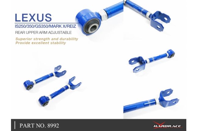 Lexus IS250 / 350 '06 -13 / GS350 '06 -11 TOYOTA MARK X / REIZ '04 -09 achter boven draagarm ADJUSTABLE (hard rubber) 2PCS / SET