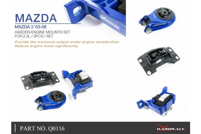 Mazda3 '03 -08 2.3L hard engine mounts SET (hard rubber) - 3PCS / SET