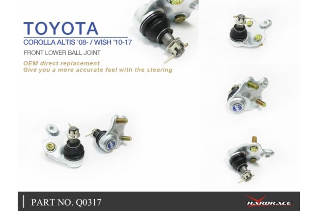 Toyota Corolla ALTIS '08 - / WISH '10 -17 Front Lower BALL JOINT, OE TYPE - 2PCS / SET