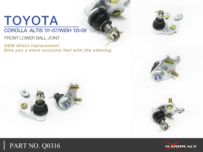 Toyota Corolla ALTIS '01 -07 / WISH '03 -09 Front Lower BALL JOINT, OE TYPE - 2PCS / SET