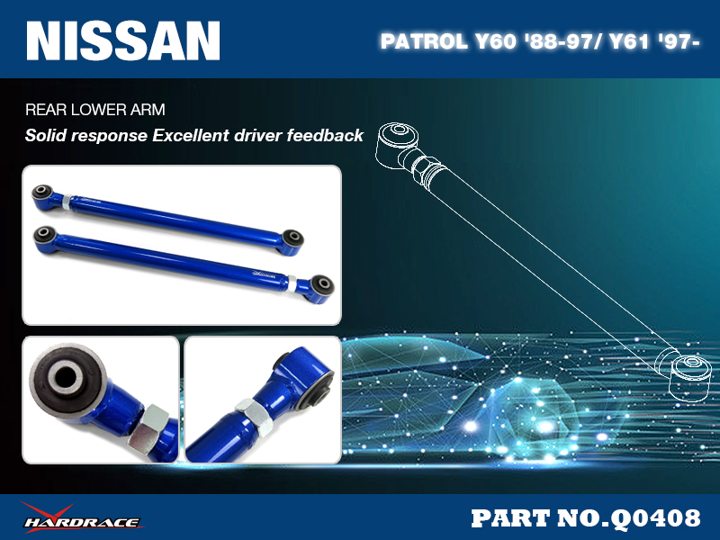 Nissan Patrol Y60 '88 -97 / Y61 '97 - achter Onder draagarm - LIFT 0 ~ 4 inch (hard rubber) - 2PCS / SET