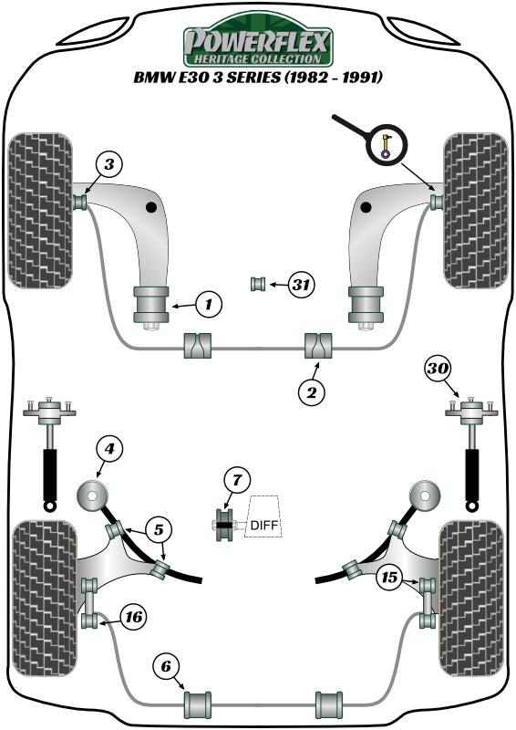 Rear Anti Roll Bar Mounting Bush 13mm 3 Series, 5 Series, 6 Series, 8 Series, heritage