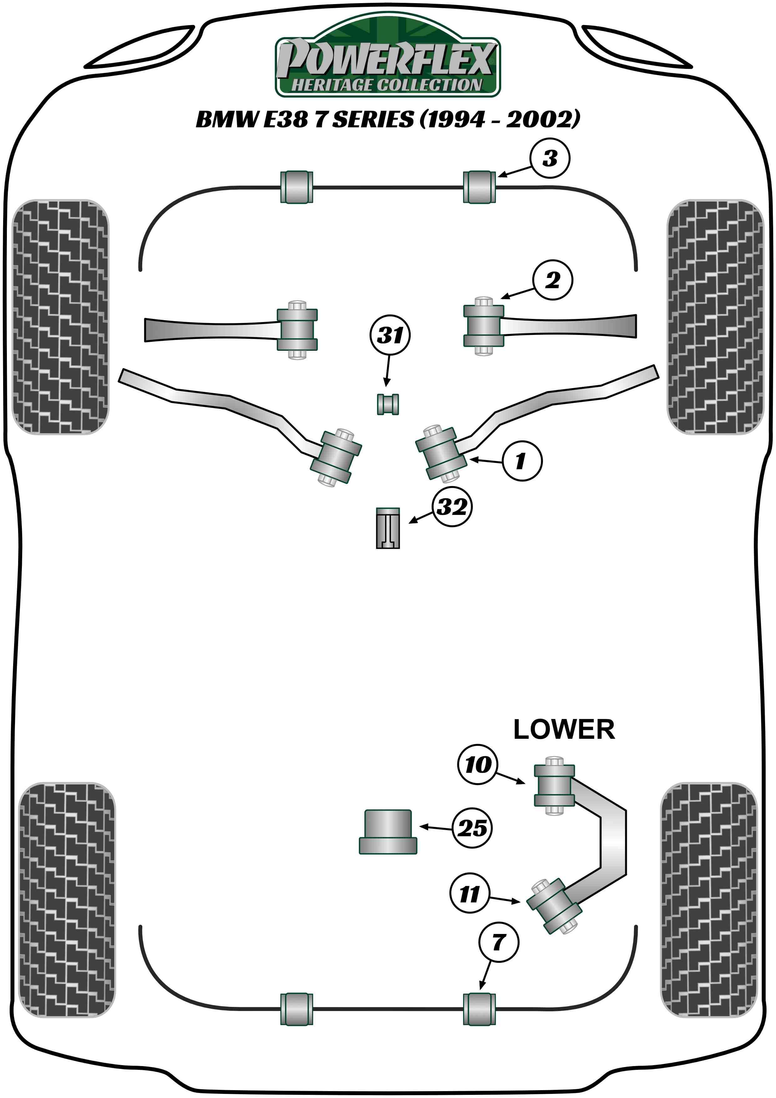 Montagebus stabilisatorstang voorzijde 20,5 mm 7 Series, black