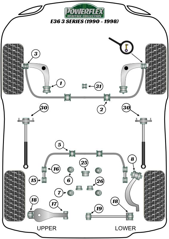 Rear Diff Front Mounting Bush, M3 Evo Only 3 Series, heritage