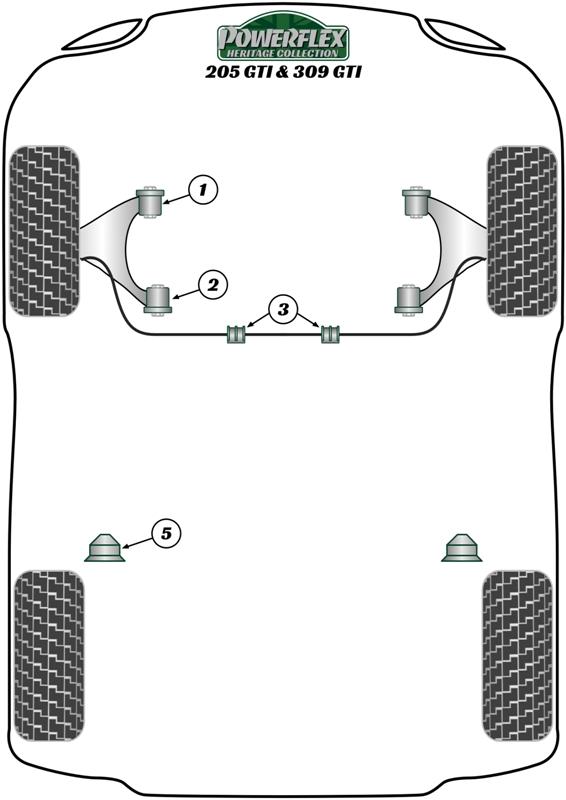 Stabilisatorstangbus 17 mm 205 GTi, 309 inc GTI, straat