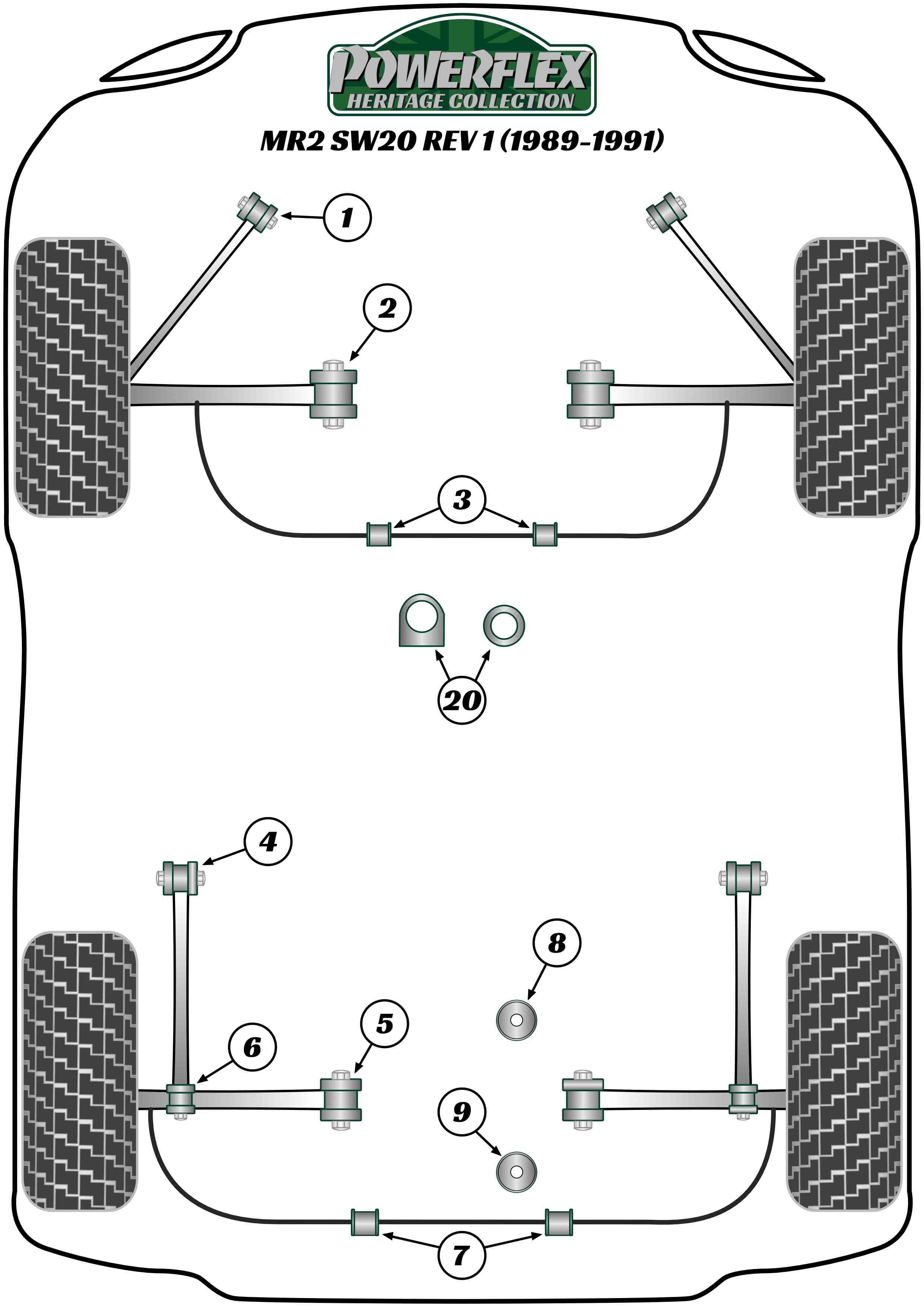 Voorste stabilisatorstangbus 18 mm MR2 Models, heritage