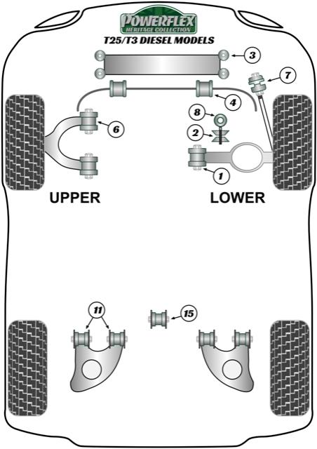 Voorste stabilisatorstang tot chassisbus 21 mm Transporter Models, straat