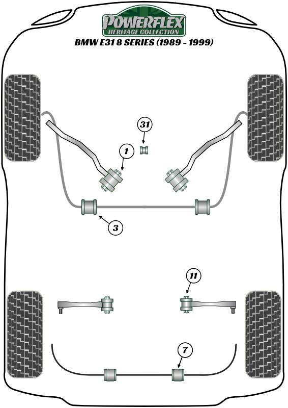Binnenste bus van de achterste spoorstang 8 Series, X Series, straat