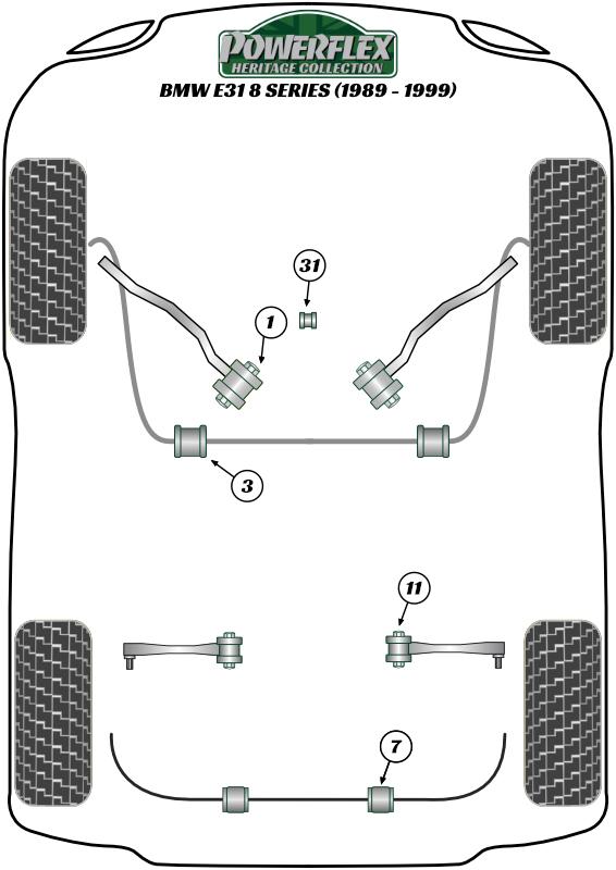 Achterste spoorstang binnenbus 8 Series, X Series, straat