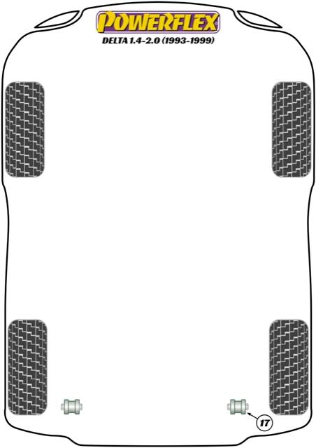 Achterste stabilisatorstang, buitenste bus Delta 1.4-2.0, Delta 1600 GT & HF Turbo 2WD, Delta HF Integrale inc Evo, heritage