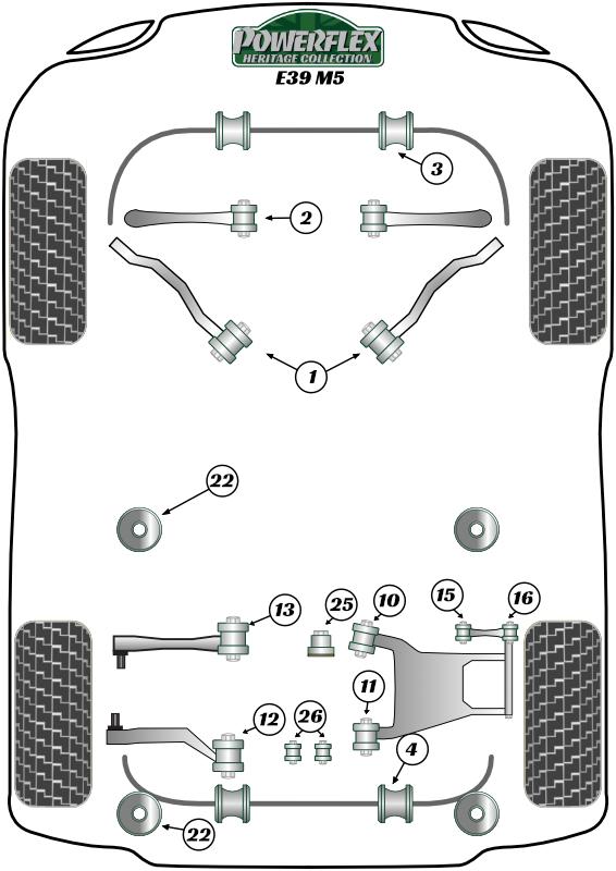 Montagebus stabilisatorstang voorzijde 27 mm 5 Series, heritage