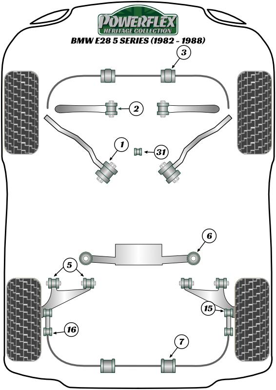 Montagebus stabilisatorstang voorzijde 21 mm 5 Series, 6 Series, heritage