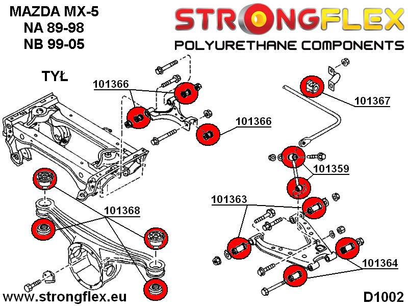 101366A: Rear upper inner & outer suspension bush SPORT