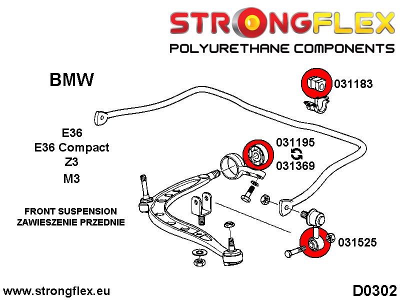 036047B: Front and rear suspension bush kit