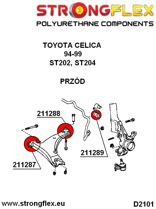 216120A: Front suspension polyurethane bush kit SPORT