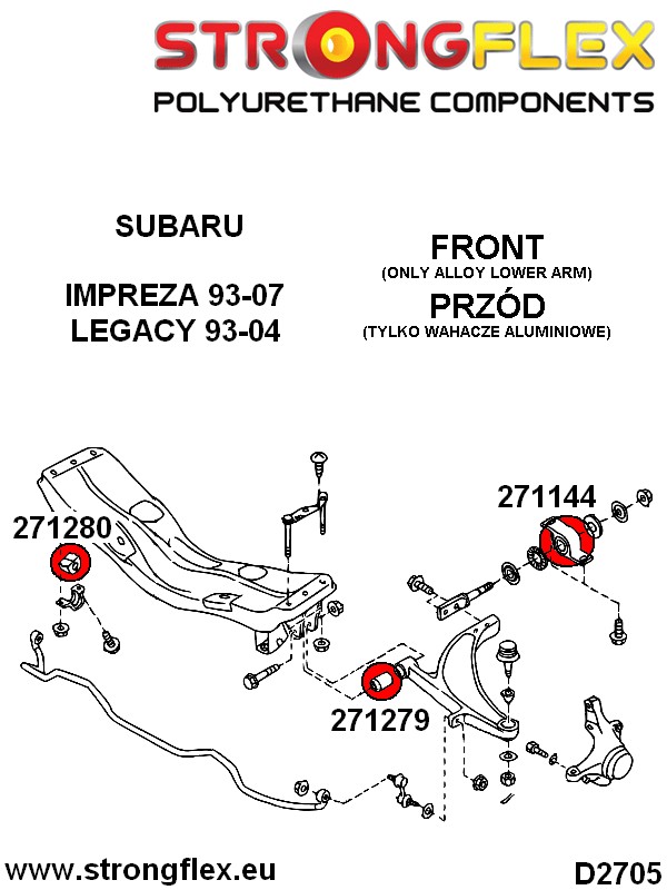 276081A: Front suspension bush kit SPORT