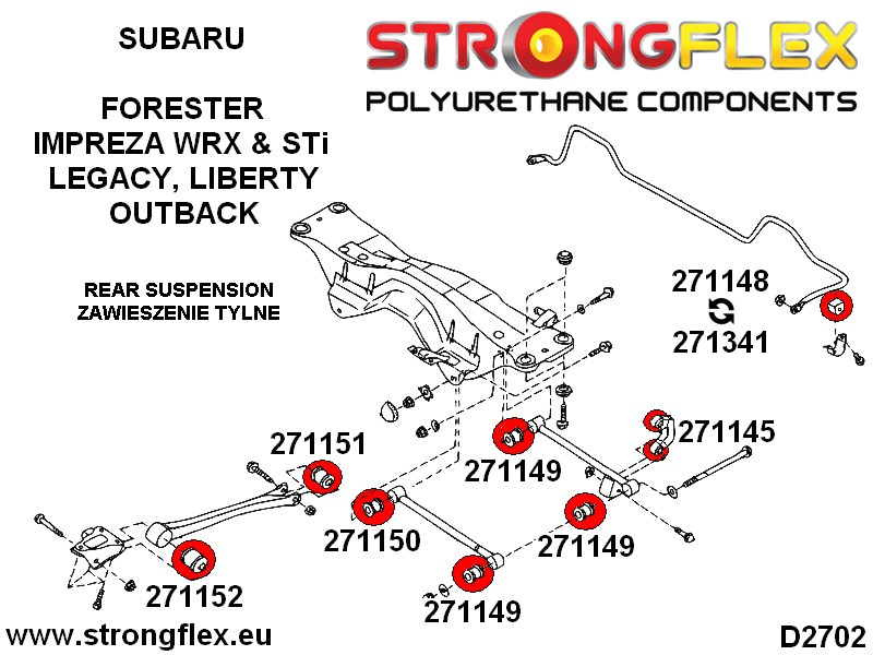 276118B: Rear anti roll bush kit