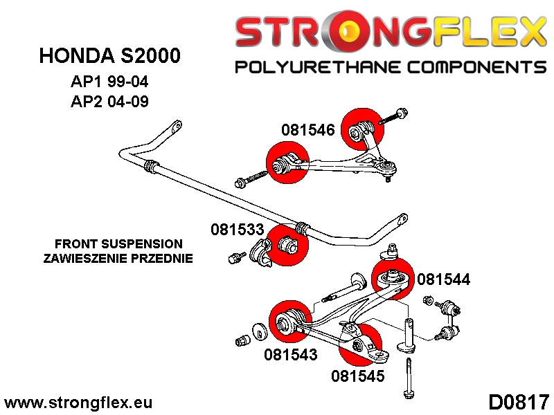 086150B: Front suspension bush kit AP1 AP2