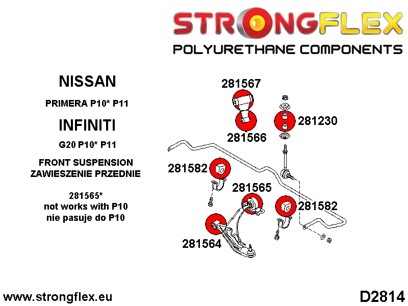 286155A: Front suspension bush kit SPORT