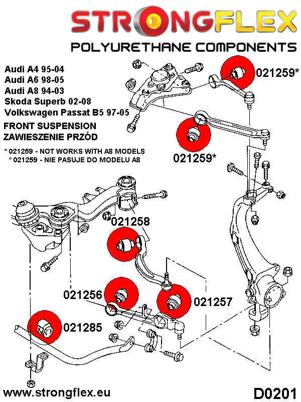 021257A: Front lower wishbone outer bush 49mm SPORT