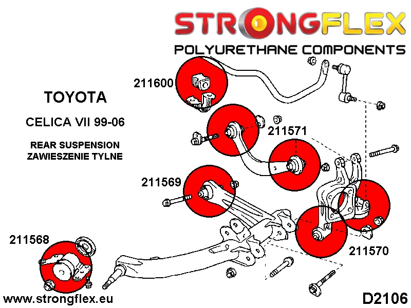 211568A: Rear trailing arm front bush SPORT