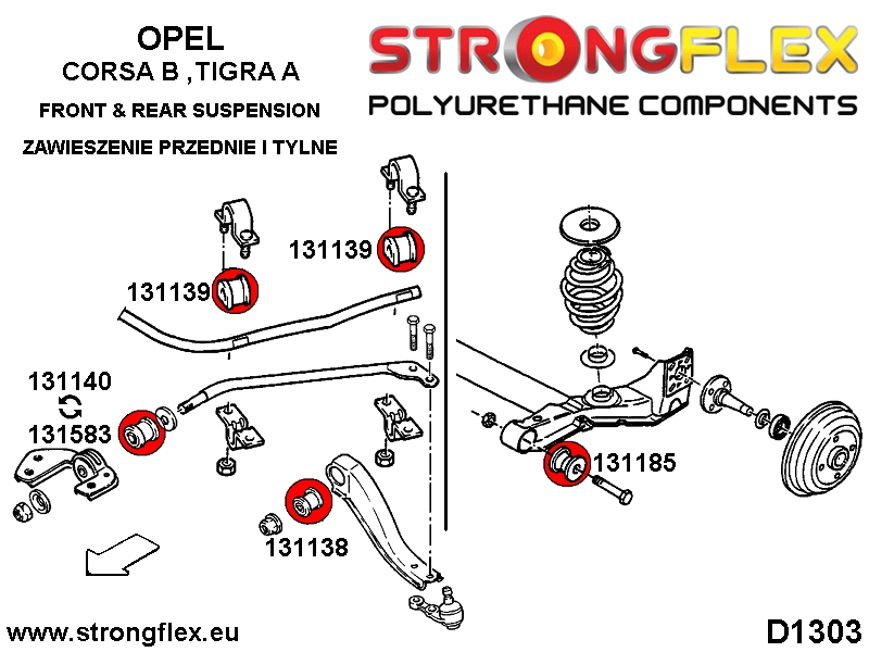 136053A: Front & rear suspension bush kit SPORT