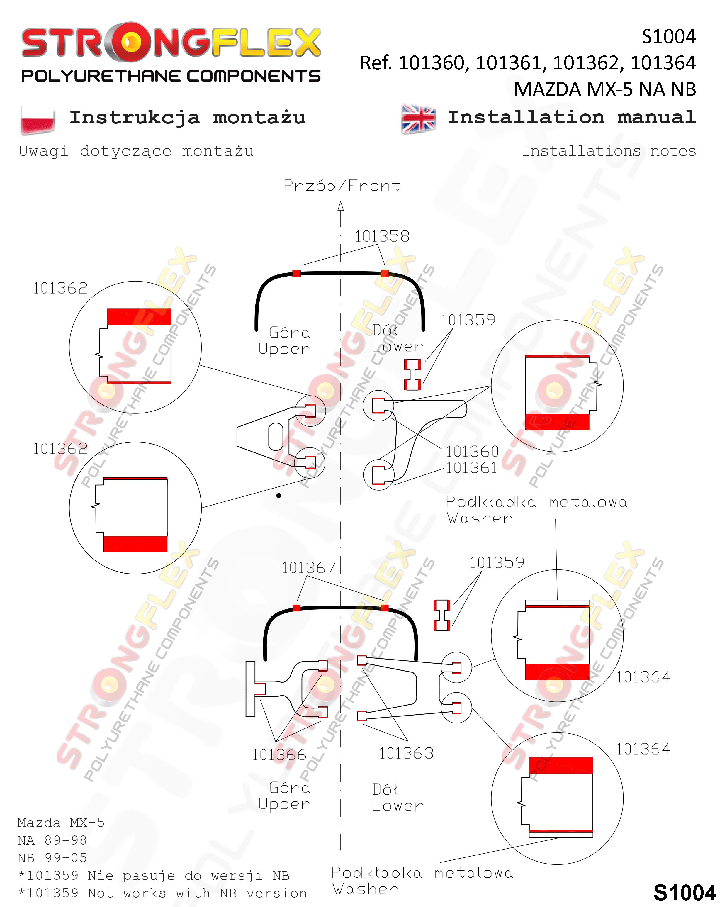 101366A: Rear upper inner & outer suspension bush SPORT