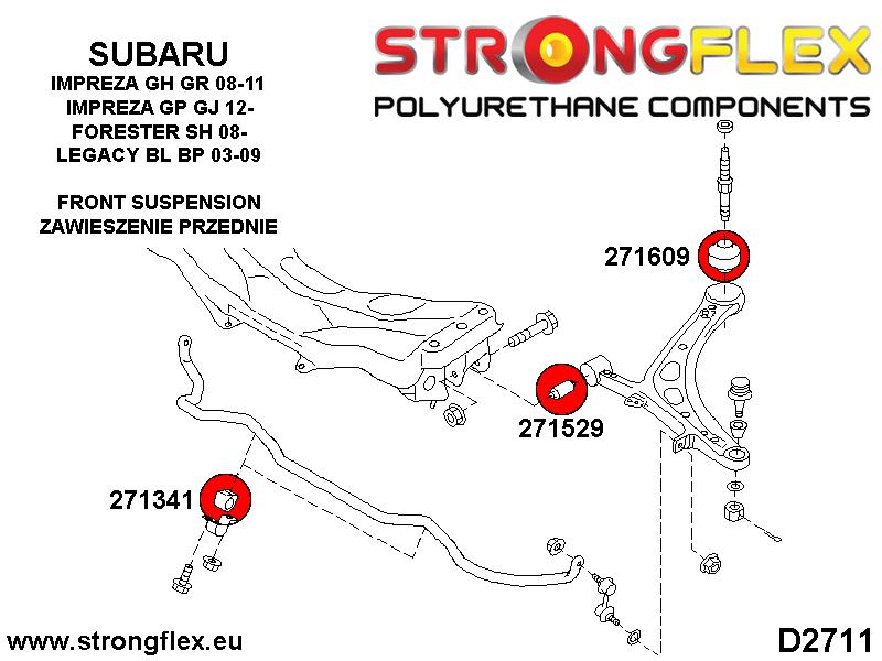 276164B: Front suspension polyurethane bush kit