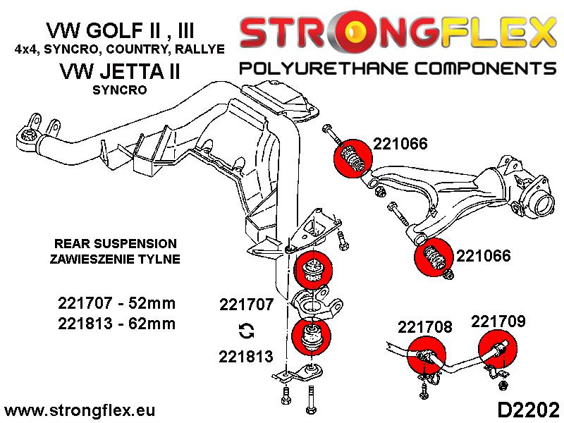 221707A: Rear beam mount bush 52mm SPORT