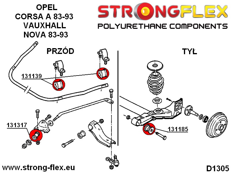 131185A: Bus van het achterste subframe 44 mm SPORT