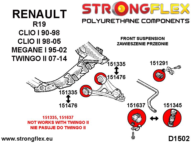 151476A: Front lower wishbone bush SPORT