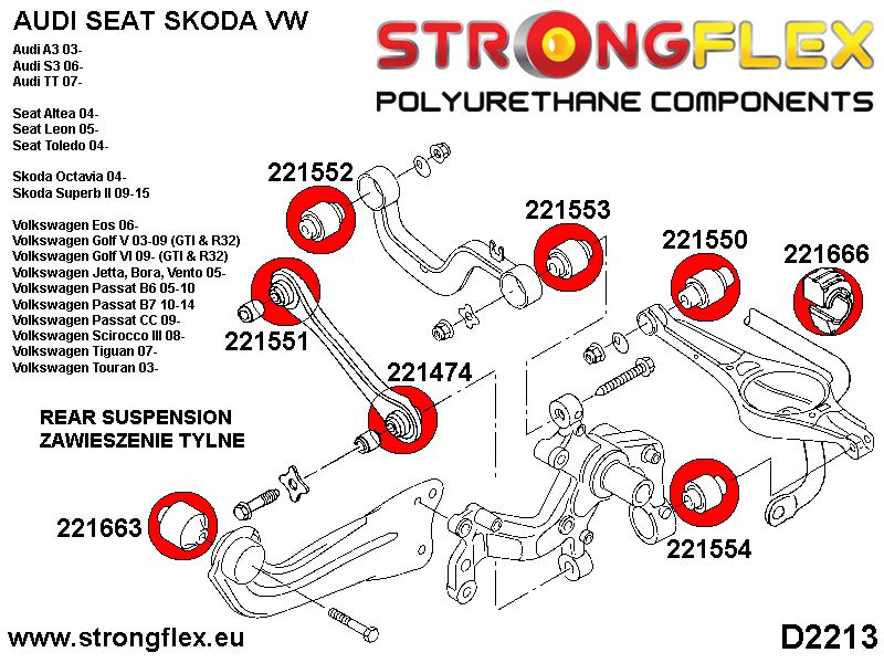 226168A: Rear suspension bush kit SPORT