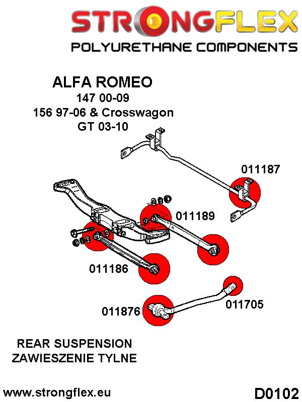 016076A: Rear suspension bush kit SPORT
