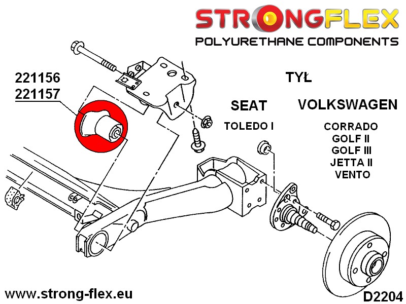 221156A: Bus van het achterste subframe 45 mm SPORT