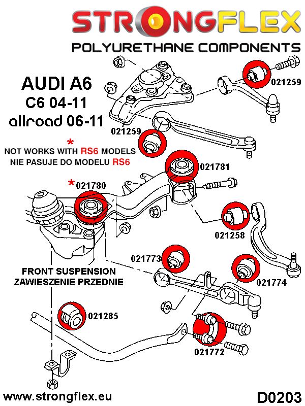 026211A: Front suspension bush kit SPORT