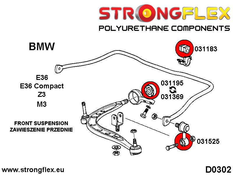 036105B: Full suspension bush kit SPORT