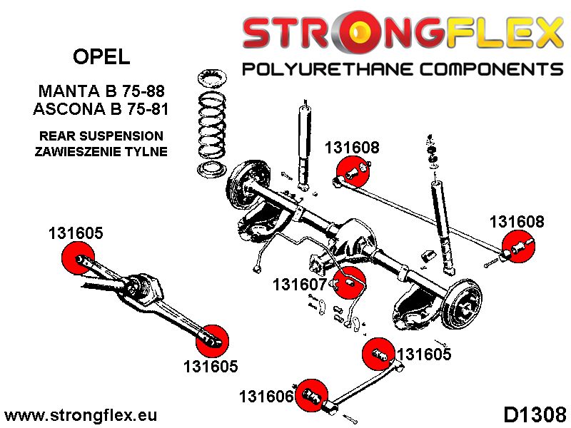 131606A: Rear tie bar to chassis bushes SPORT