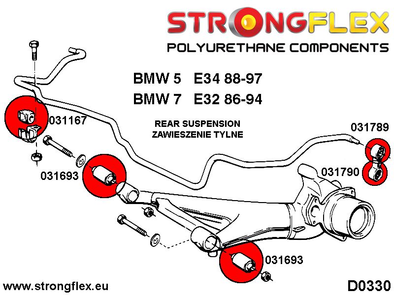 036172A: Rear suspension bush kit SPORT