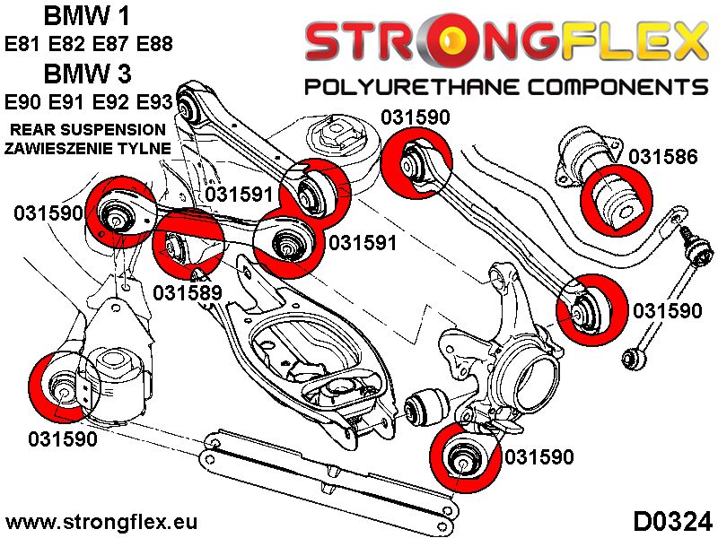 036242A: Rear suspension bush kit SPORT