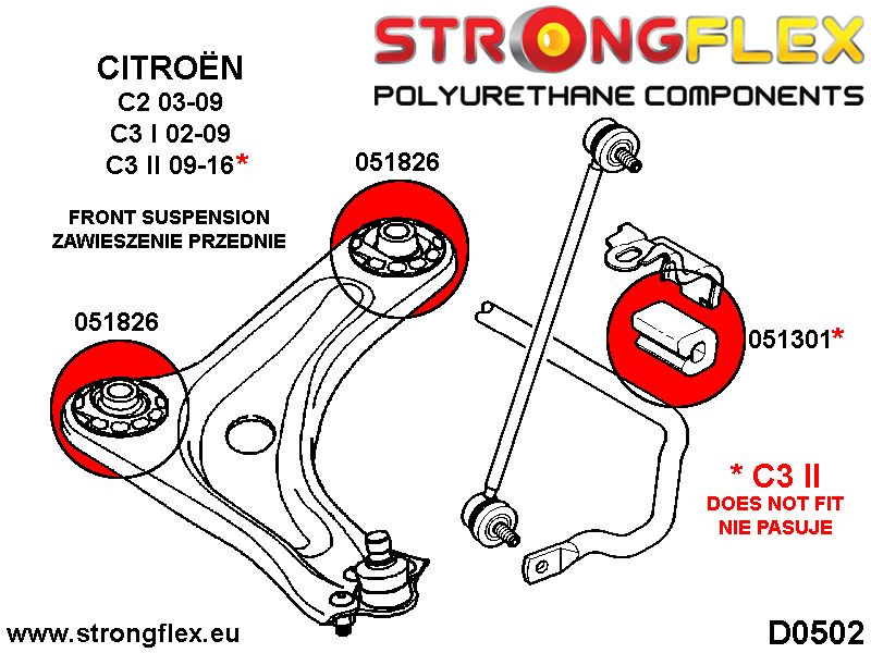 051826A: Front lower arm bush 55mm SPORT