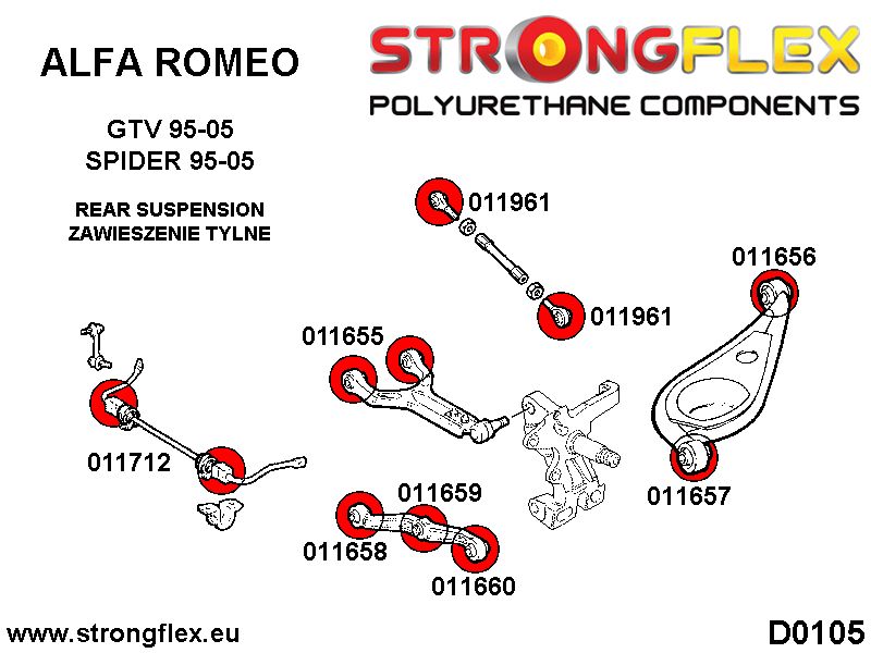 016163A: Rear suspension bush kit SPORT