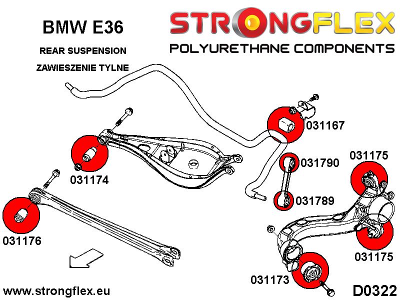 036047B: Front and rear suspension bush kit