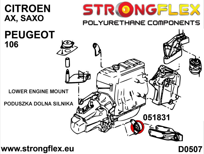 051831: Lower engine mount 65mm SPORT
