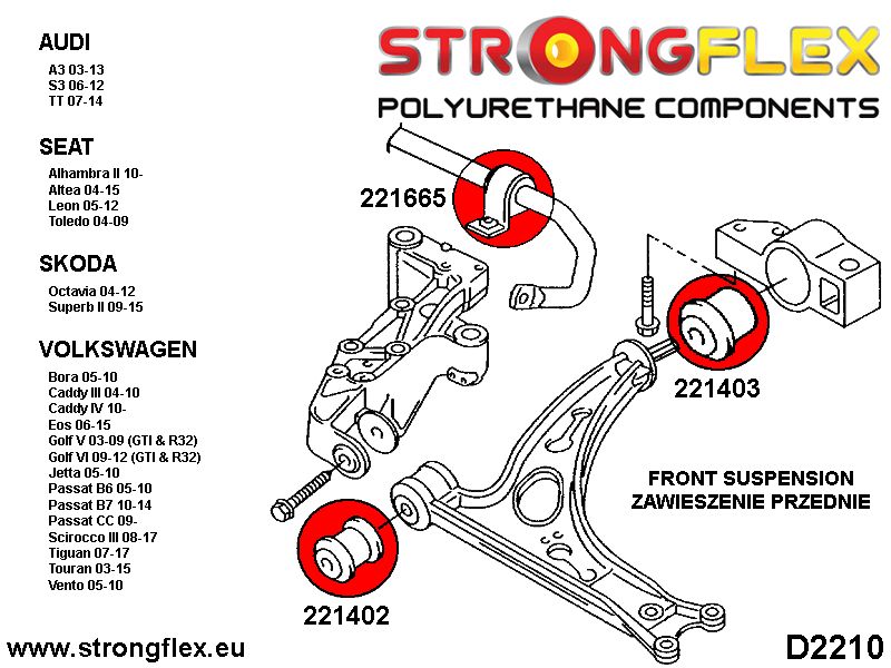 226167B: Front suspension bush kit